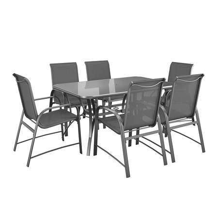 Cosco Outdoor Living Paloma Steel Patio Dining Chairs, Charcoal 6PK 88645CHCE